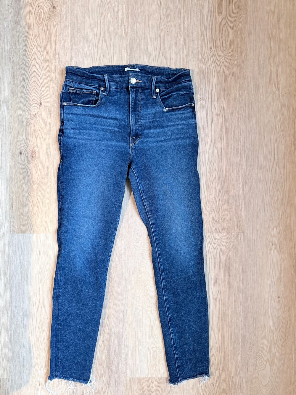 Good American High-Rise Skinny Jeans in Dark Blue Denim